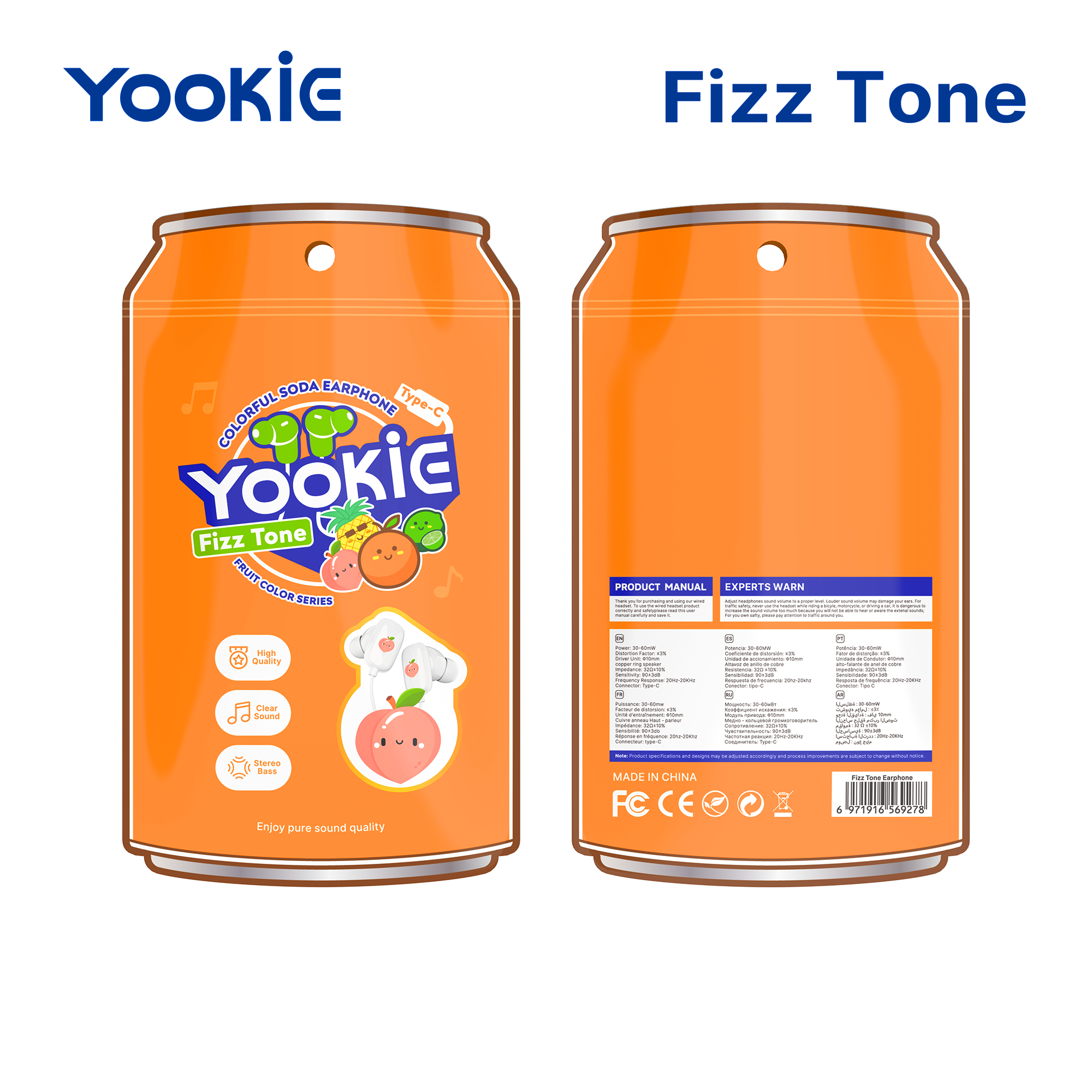 YooKiE FIZZ TONE Wired Earphone | Type-C Connector | HD Microphone